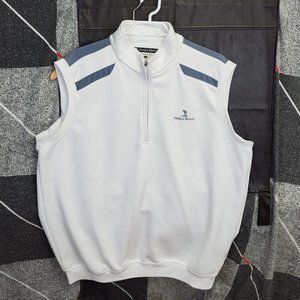 COPY - Pebble Beach Performance white / blue 1/2 Zip Vest - Size XL